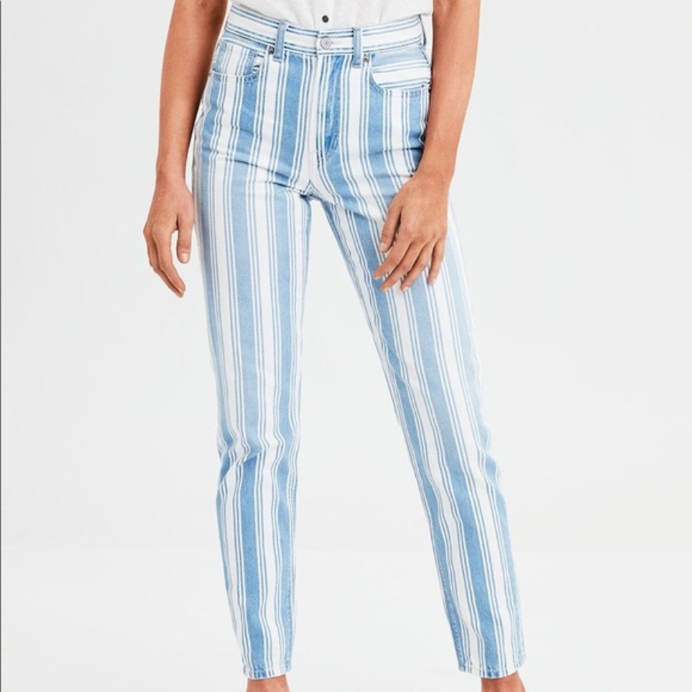 American eagle striped mom jeans